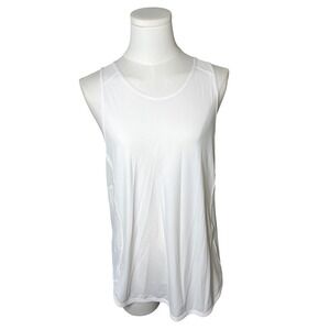 Lululemon White Mesh Vent Athletic Tank Top Loose Fit Workout Womens M